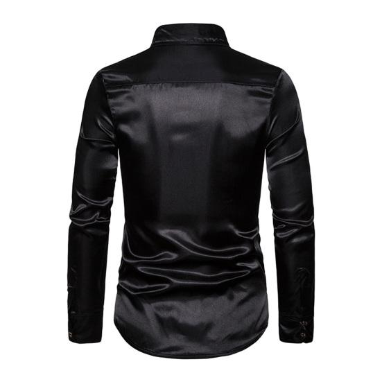 Мужская ретро глянцевая рубашка с лацканами на пуговицах, с пайетками, винтажная формальная рубашка для диско-баров, ночных клубов, вечеринок