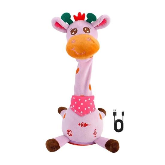 Dancing Giraffe Toy with LED Lights Sings Dances Repeats What You Say Plush Giraffe Toy Baby Electric Talking Stuffed Giraffe Musical Toy