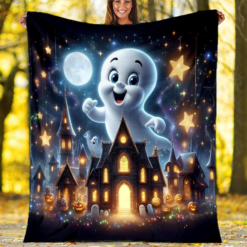 1pc Casper1 Theme Blanket - Digital Print, Polyester, Cozy for All Seasons, Perfect for Outdoor, and Travel