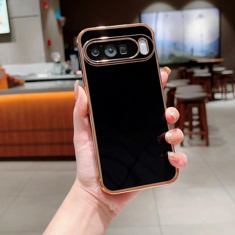 Роскошный однотонный глянцевый мягкий чехол TPU для Google Pixel 9 Pro XL 8 Pro 7A, ультратонкое покрытие, защита линз, противоударный глянцевый чехол для телефона
