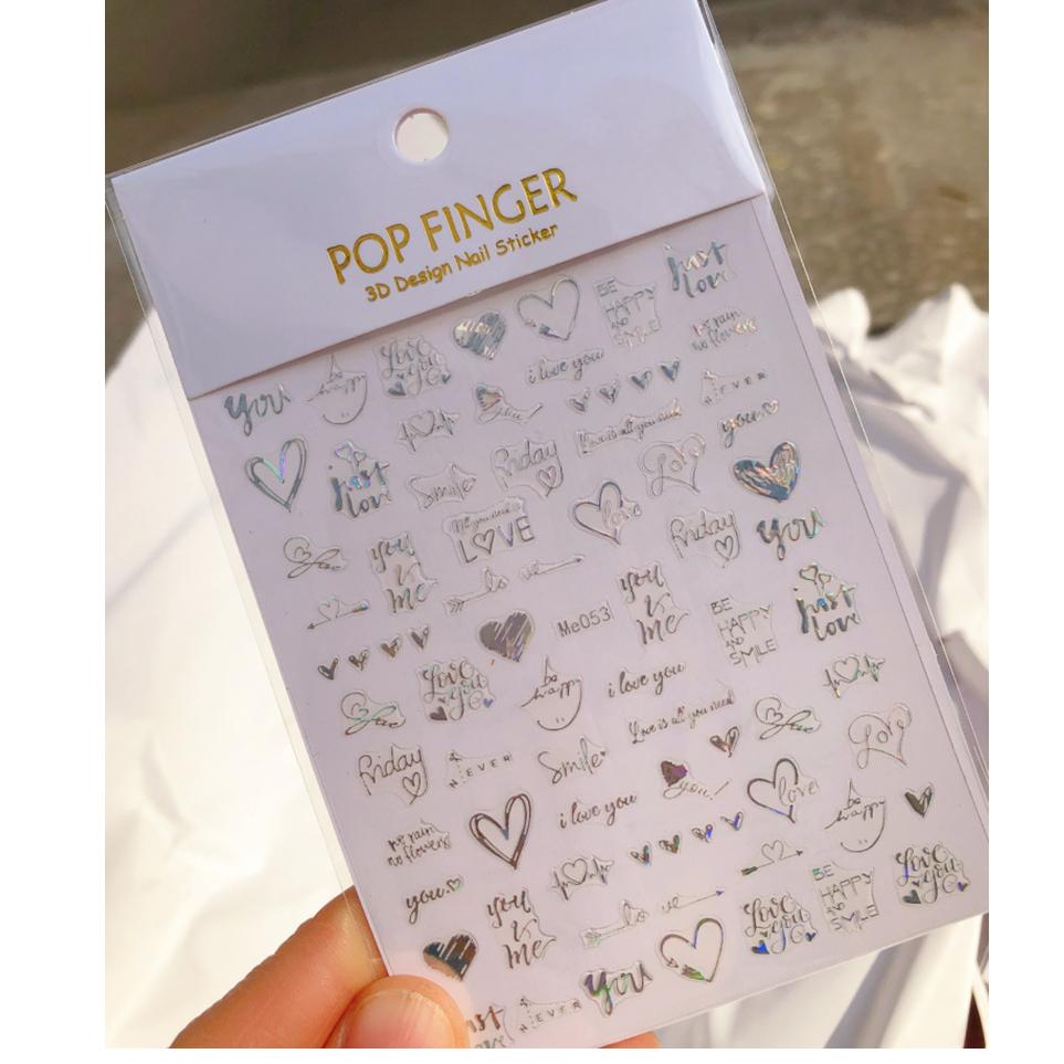 1 Sheet 3D Adhesive Nail Sticker Valentine's Day Heart Rose Decal for Nail Art Decoration