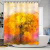 Brightly Colored Tree Shower Curtain Autumn Leaves Decorative Bath Mat Set for Bathroom Orange Yellow Pink Purple Floral Print E