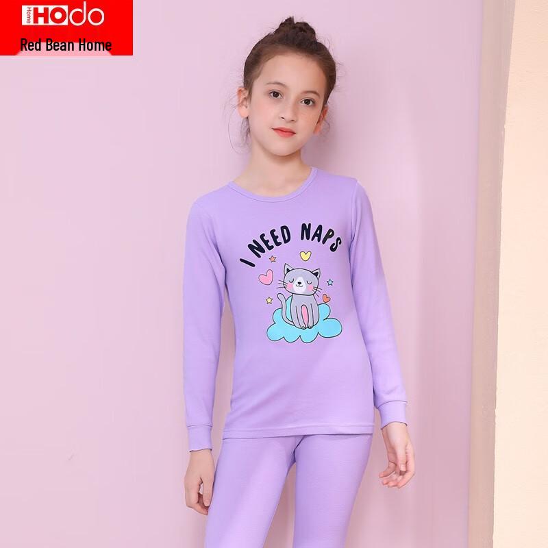 Hodohome Girls' Pure Cotton Thin Thermal Underwear Set
