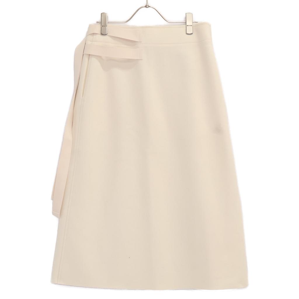 JIL SANDER+ [Good condition/Domestic Regular/24 Year Old] J40MA0157 CANNOLO Buckle Belt Wrap Skirt 32 Off whiteUsed