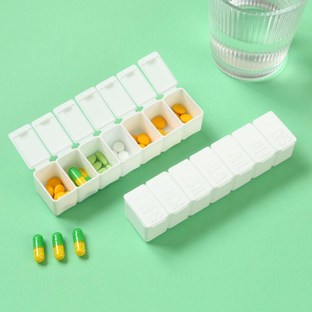 With Lid 7-frame Rectangular Pill Box Long Strip Weekly Medicine Pill Storage Box Home