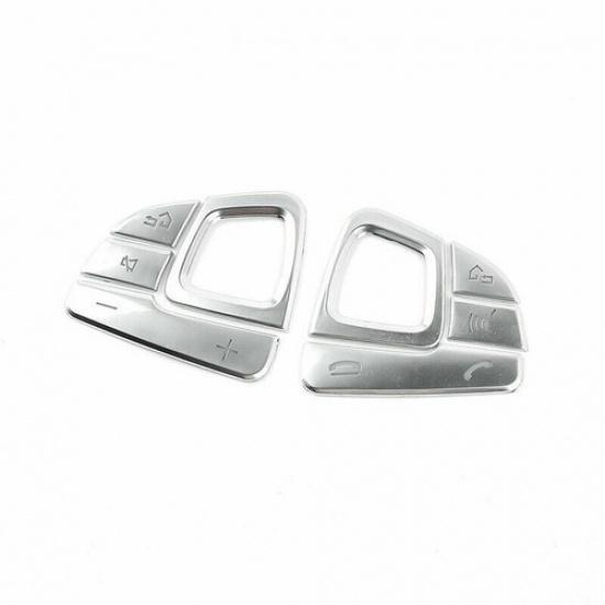2pcs/Set Silver ABS Car Steering Wheel Button Frame Sticker For Benz E 16 17 18