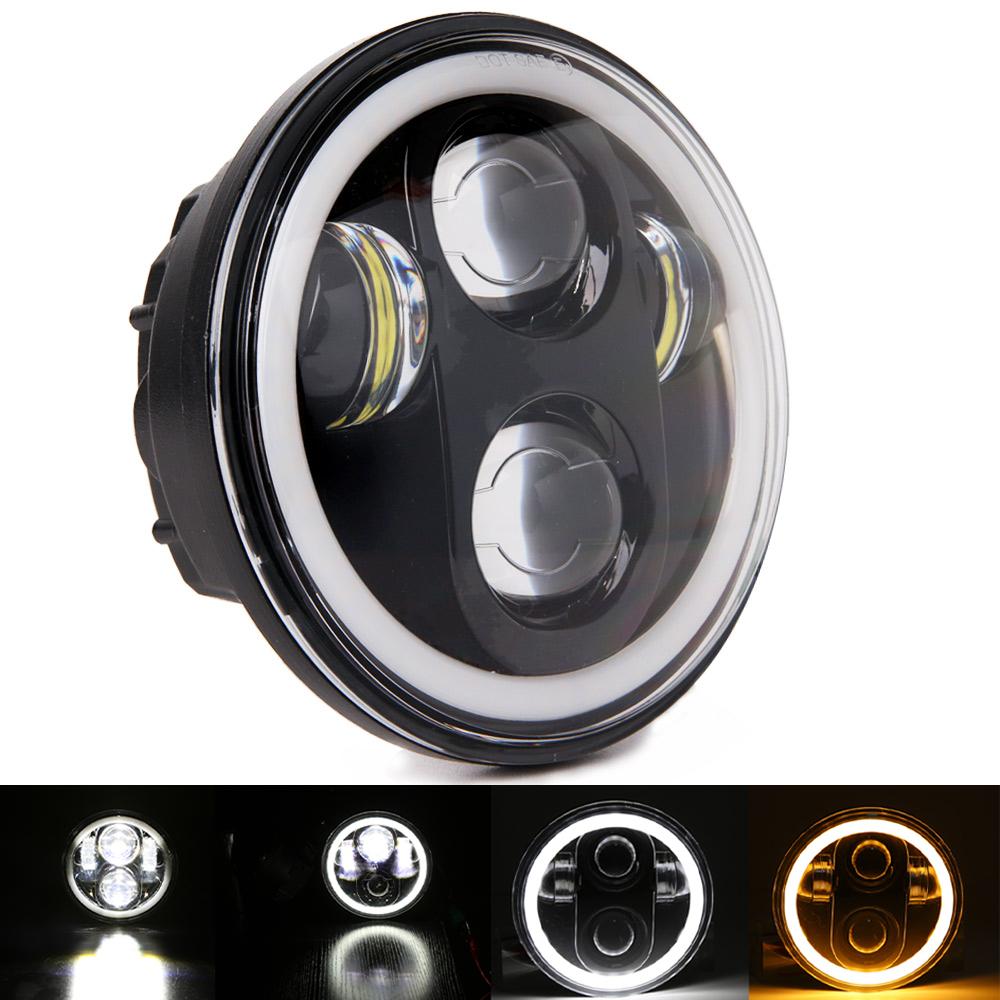 Фара Sportster 5.75 дюймов, черная светодиодная лампа Angel Eyes для Harley Sportster 883 1200 Street 500 750 Softail Dyna 5.75