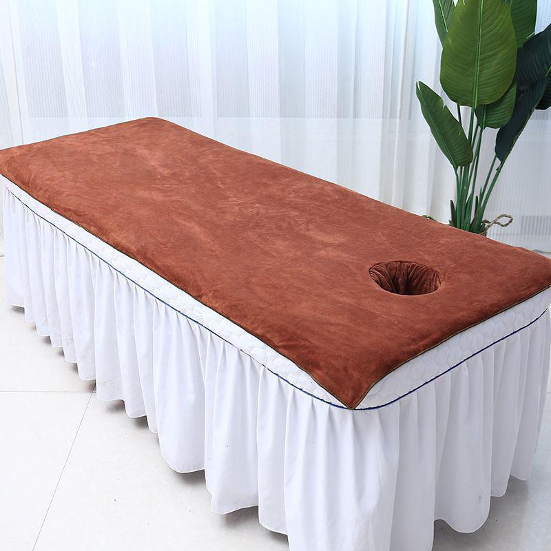 1PC Beauty Salon Bed Sheets SPA Massage Bed Cover Solid Color with Hole Thickened Velvet Towel