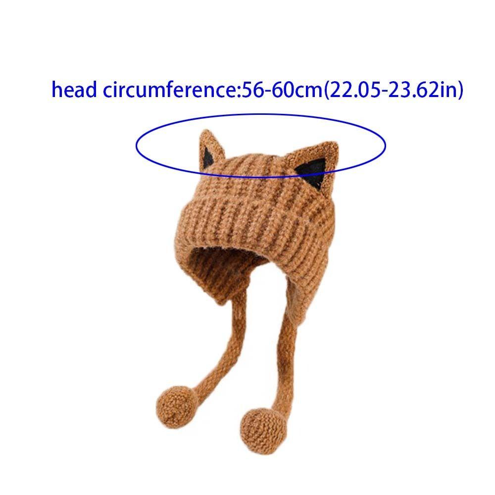 Ветрозащитная шапка с медвежьими ушками и кисточками, зимняя шапка-бомбер, вязаная шапка с кошачьими ушками для отдыха, уличная одежда