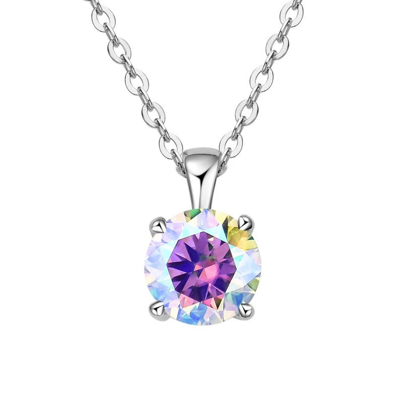 JoyceJelly Classic Four Prong 1ct Moissanite Necklace Women's 925 Silver Plated Gold Pendant Luxury Fine Jewelry