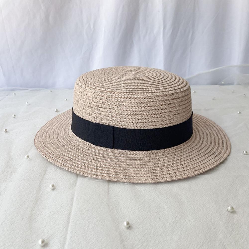 Соломенная шляпа во французском стиле, солнцезащитная шляпа Ins Flat Tops Cap для мужчин и женщин