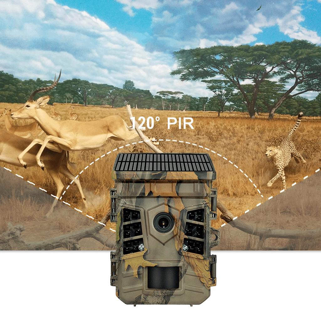 IP66 Trail Camera, Solar Powered Camera with Night , 32MP WiFi Trail Camera for Outdoor Use