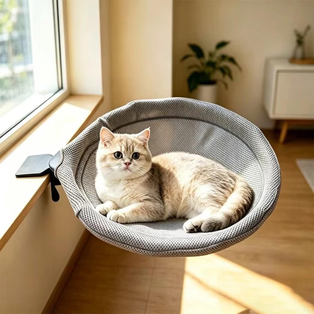 Breathable Mesh Cat Bed Desk Space Saving Foldable Cat Nest Hammock New Window Cat Bed Balcony Use