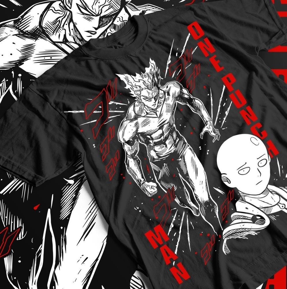 SAITAMA One Punch Man T-Shirt Anime Manga Gifts Black Short Sleeve All Size