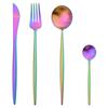 4Pcs/Set Multicolor Silverware Flatware Set Stainless Steel Rainbow Cutlery Set Knife Fork Coffee Tea Spoon Tableware Kitchen Dinnerware Set