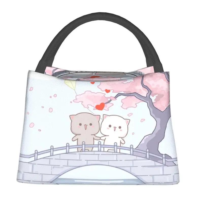 Индивидуальный романтический персиковый и гома моти кошка сумка для обеда женская сумка-холодильник термоизолированный ланч-бокс для офисных поездок