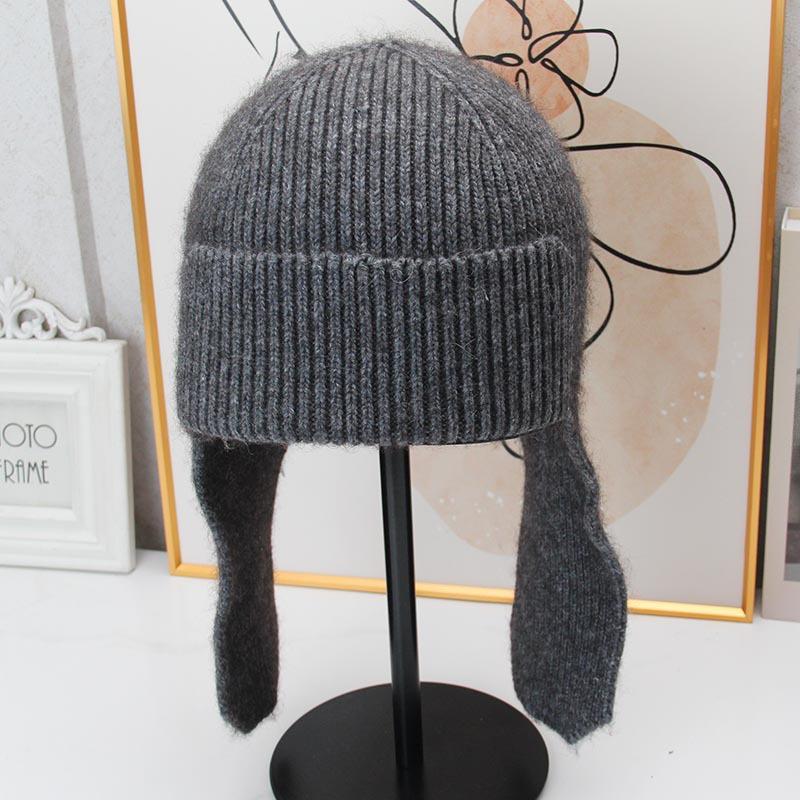 New yak velvet Lei Feng knitted hat women's ear protector knitted hat women's retro warm cold hat outdoor cold proof pullover hat
