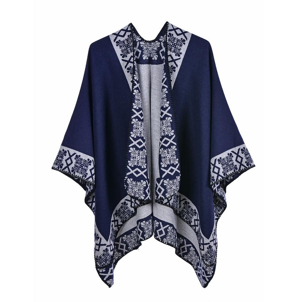 Ponchos Coat Cashmere Scarves Women Winter Warm Shawls And Wraps Pashmina Thick Capes Blanket Femme Scarf
