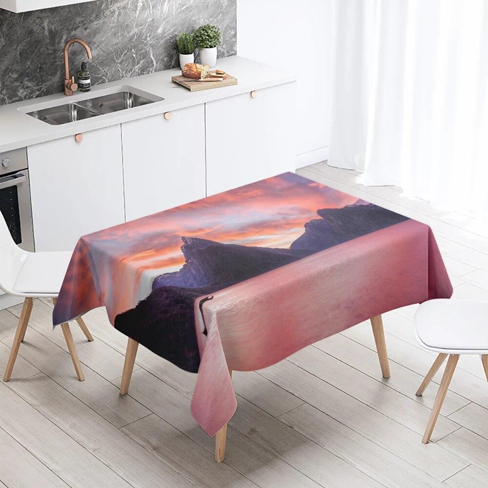 Пейзажная скатерть, горы, каньон, озеро, вода, украшение для домашнего стола, противообрастающая водонепроницаемая прямоугольная скатерть