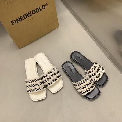 Новые китайские тапочки женские летние носить французская фея с юбкой маленький ароматный ветер женские плоские сандалии приморская пляжная обувь