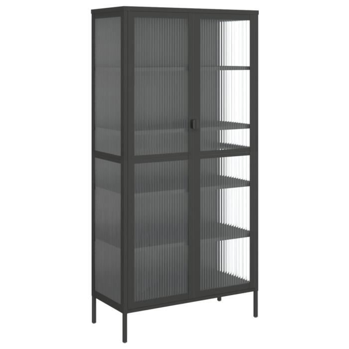 VidaXL Highboard Black 85x40x180 Cm Glass and Steel 353004