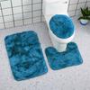 3pc Bathroom Set Rug Mat Toilet Lid Cover Plain Solid Color Bathmats