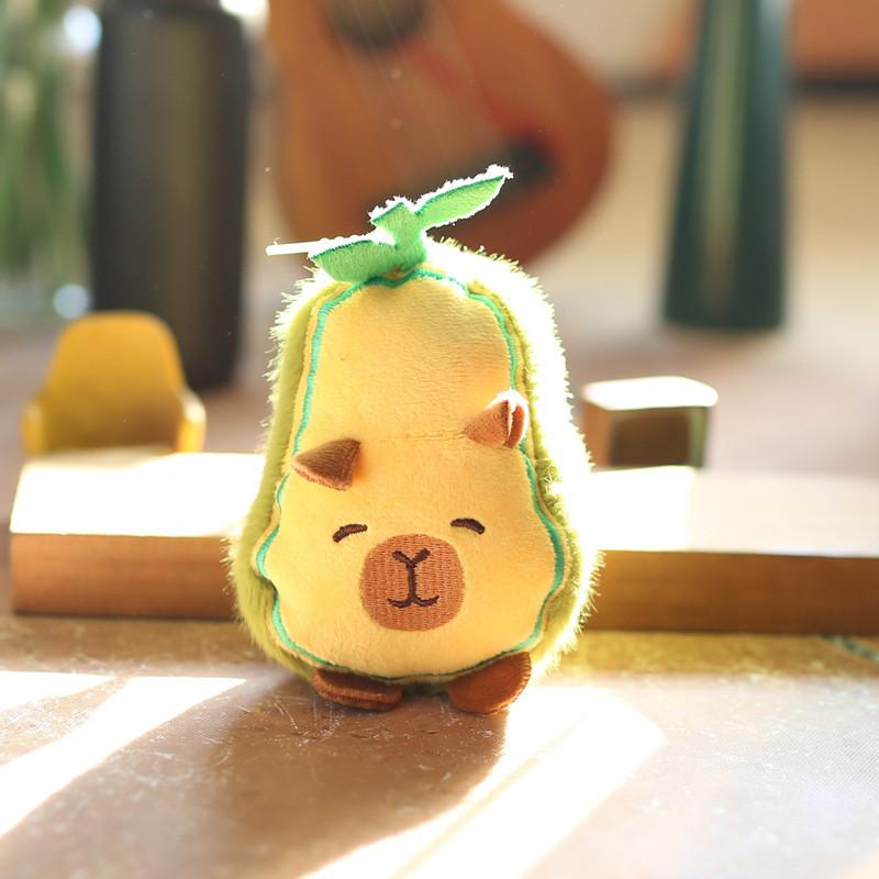 Plush Pineapple Capybara Keychain With Soft Short Pile For Bag Decor And Collectors