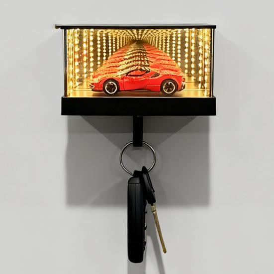 1/2 шт. Светодиодный светящийся держатель для ключей от гаража автомобиля, настенный, зеркальный, держатель для ключей от гаража, декоративная вешалка для ключей для дома, офиса, прихожей