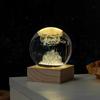 3D Solar System Crystal Ball Night Light with Wooden Base - Luminous Desktop Home Decor & Birthday Gift