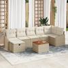 VidaXL 8-Piece Garden Sofa Set with Cushions Beige Poly Rattan 3360907