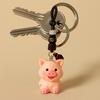 Плетеный шнур Резные куклы-поросята Подвеска Бусины Брелок для ключей от машины Модный деревянный брелок-поросенок Девочка/Мальчик