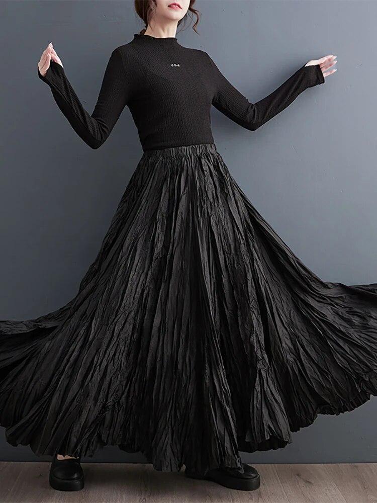 Xitao Однотонные повседневные юбки со складками HQQ1552