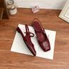 2025 Spring New Empty Bag Head Sandals Women's Grape Mother French Square Head Single Shoes Women's Low Heel Comfortable Women's Shoes