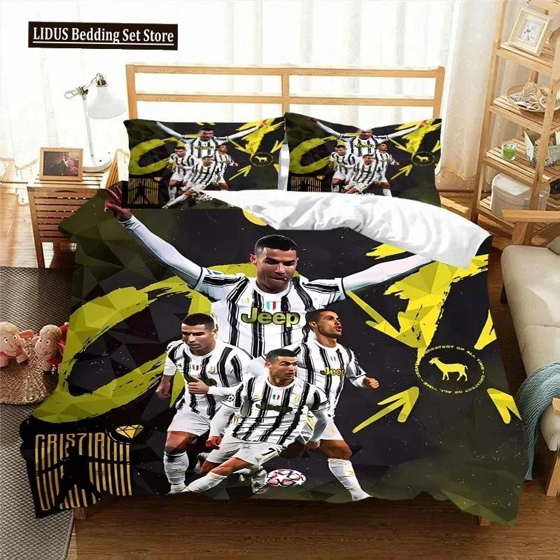 Fotbal Star CR7 Socer Beding Set Young Boys Young Girls Twin Quen Sized Dimensions Soft Duvet Cover Pilowcase Bed Young Boys Adult People Fashion Home