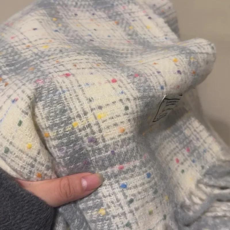 2024 Korean Starry Plaid Scarf - Women's Autumn & Winter Versatile Shawl for Students & Couples, Warm and Stylish.