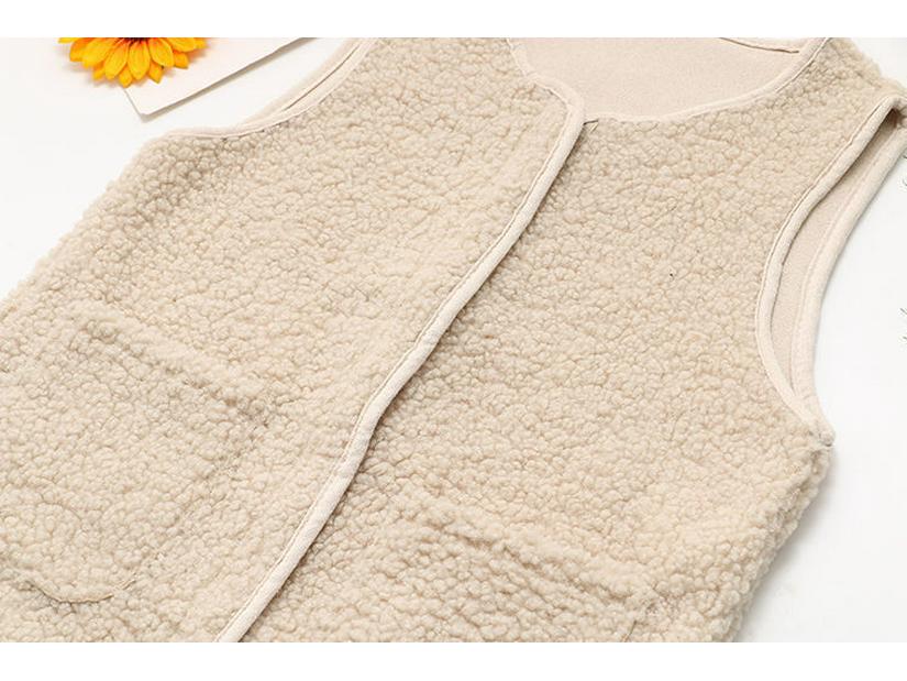 Женский жилет из овечьей шерсти на молнии, осенне-зимний - утолщенный меховой жилет