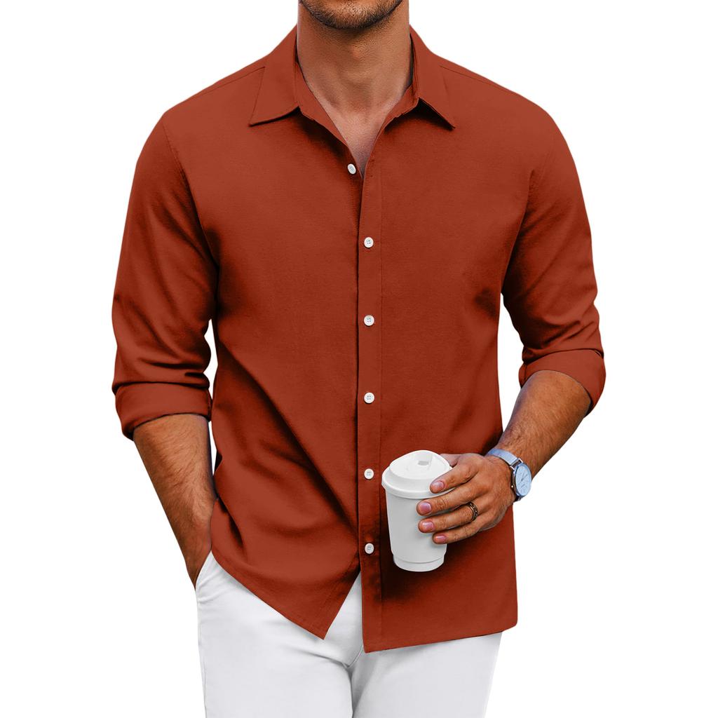 Men's Loose-fitting Casual Button-down Long-sleeved Shirt