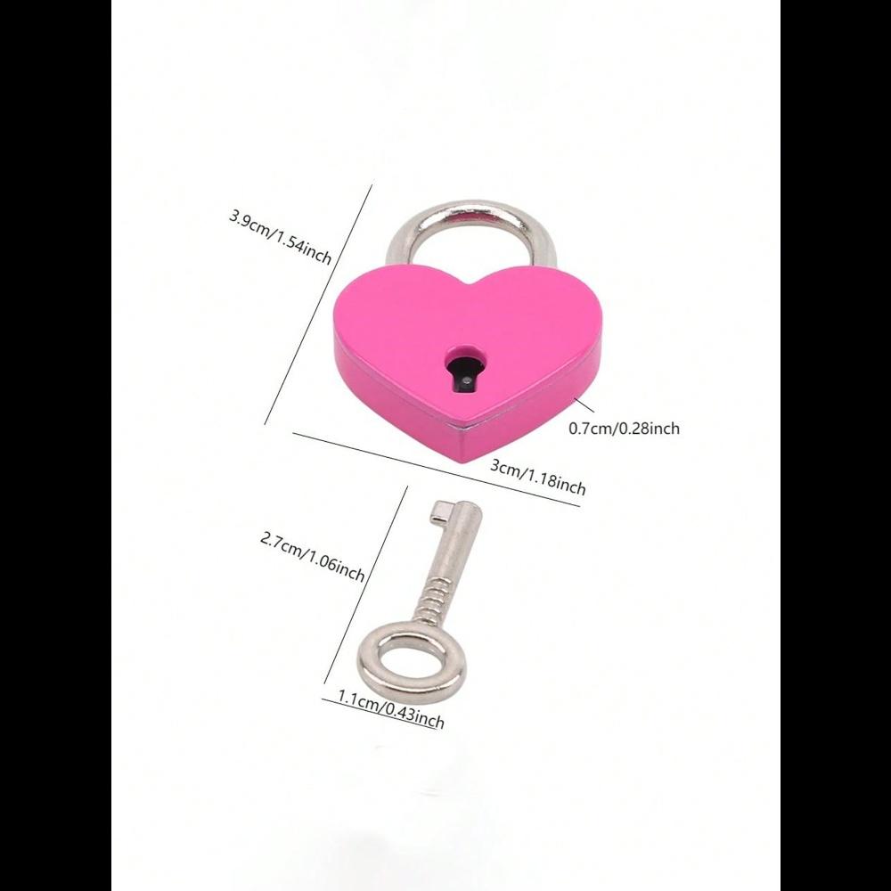 Красочный металлический навесной замок в форме сердца с ключом, аксессуары для сумки, замок любви, ключи-скелеты, навесной замок в форме сердца, милый маленький металлический замок в форме сердца