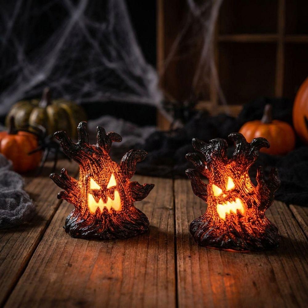 Resin Halloween Monster Tree Light Ornament Grimace Tree Tabletop Lamp Indoor Table Decor