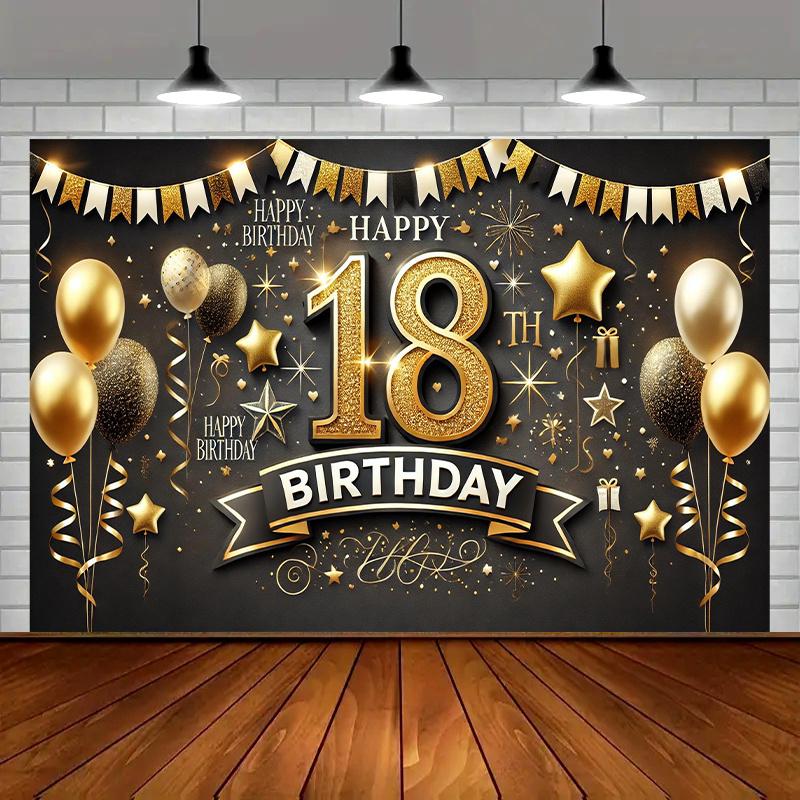 18th Birthday Banner - Luxurious Colorful Background - Multi functional Decoration for Indoor and Outdoor Celebrations