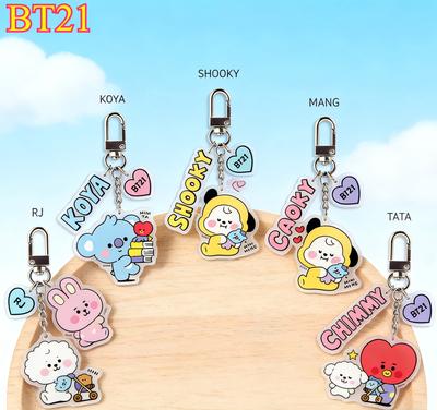 Кавайный Акриловый Брелок Bt21 Подвеска на Рюкзак С Двусторонним Рисунком Подвеска Chimmy Cooky Koya Tata Аниме Подарок Игрушки