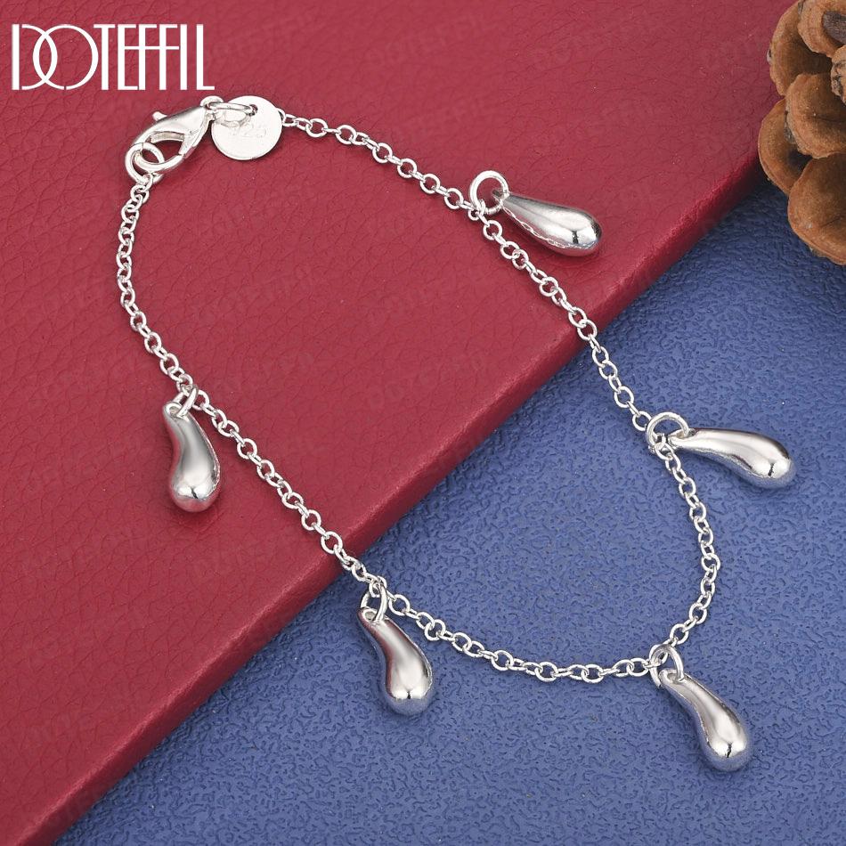 Браслет с подвеской в виде капли воды из стерлингового серебра 925 пробы, модные свадебные украшения