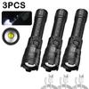 Powerful LED Flashlight USB Rechargeable Tactical Torch,Zoomable Flash Light for Outdoor Camping Self Defense Emergency Home Use