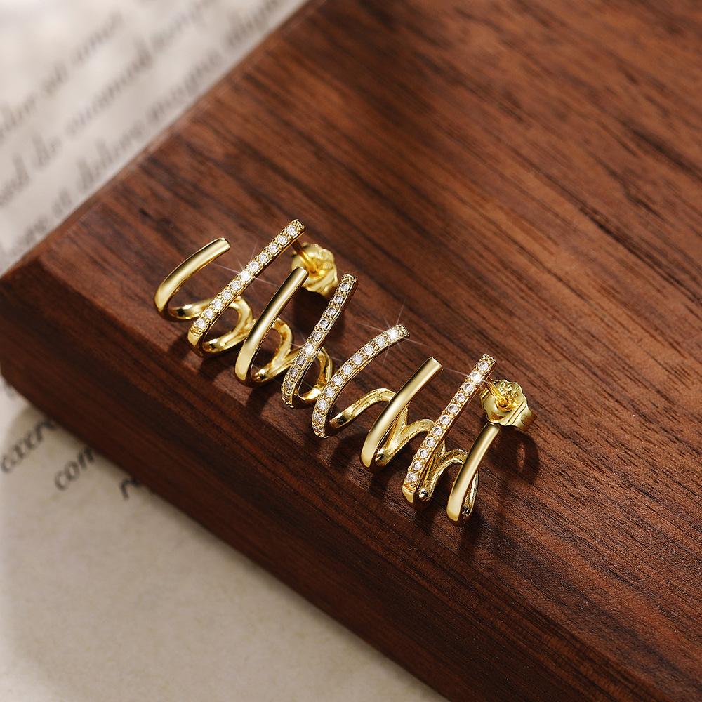 Четыре захвата за ухо, серьги-клипсы для интернет-знаменитостей, с нишевым дизайном, женские, модные серьги-пусеты с четырьмя когтями, тренд