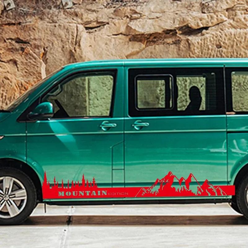 Large Mountain Trees Side Body Car Sticker Forest Landscape Auto Vehicle Door Sides Vinyl Decal for SUV Caravan RV Van Camper