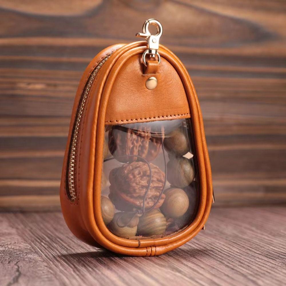 Leather Material Portable Jewelry Bag Retro Style Stylish Storage Jewelry Organizer Bag Organizer Function Transparent Design