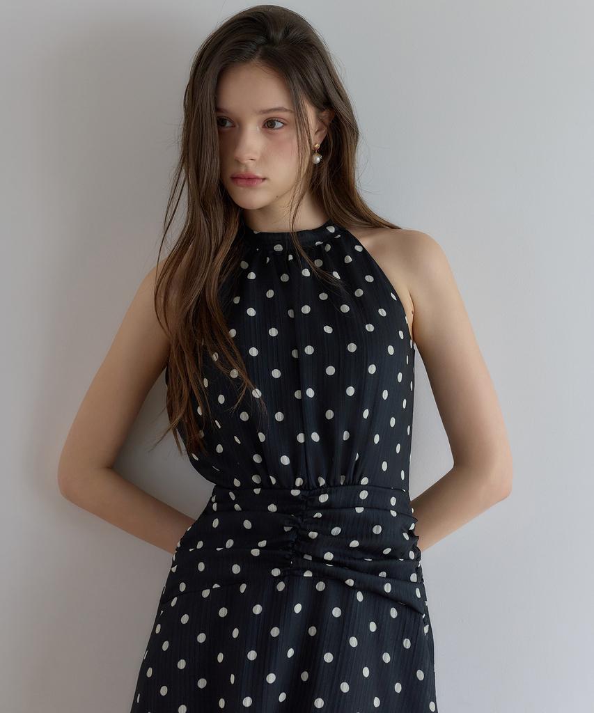 JULIY&CALLA 26Hs Love By You Marina Dot Halter Dress Black Resort Look Vacation Look