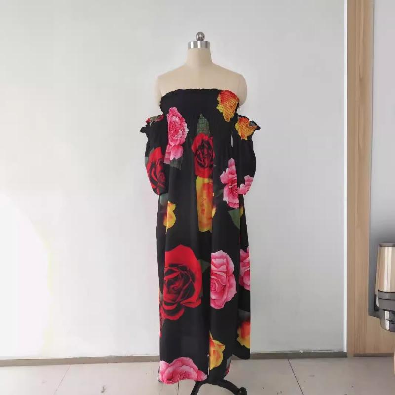 Женское платье без бретелек с принтом на одно плечо