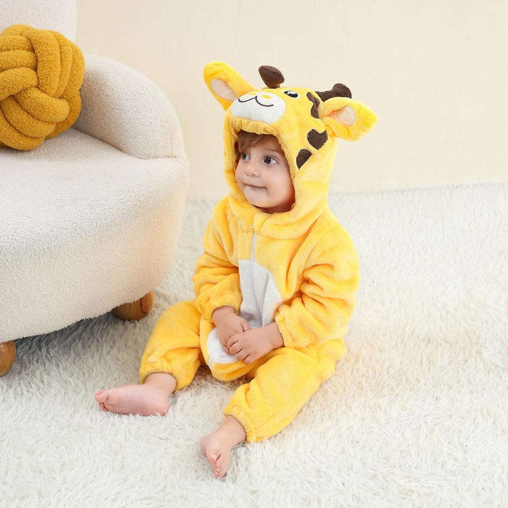 Пижама с рисунком из мультфильмов для детей, вся и зимняя домашняя одежда с животными, детская фланелевая одежда для ползания