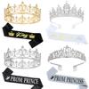 European and American Round Crystal Crown Ball Prince Headwear Sash Crown Party Decoration